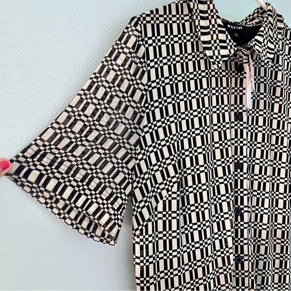 Whistles Link Check Mesh Shirt Dress Black/Multi NWT size 16 - Picture 12 of 15